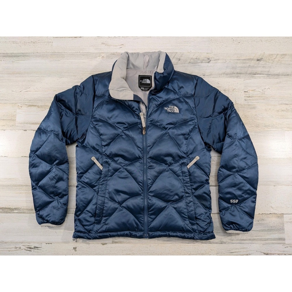 North Face Jacket Womens Medium AL1S 550 Goose Down Quilt Puffer Midnight Blue*